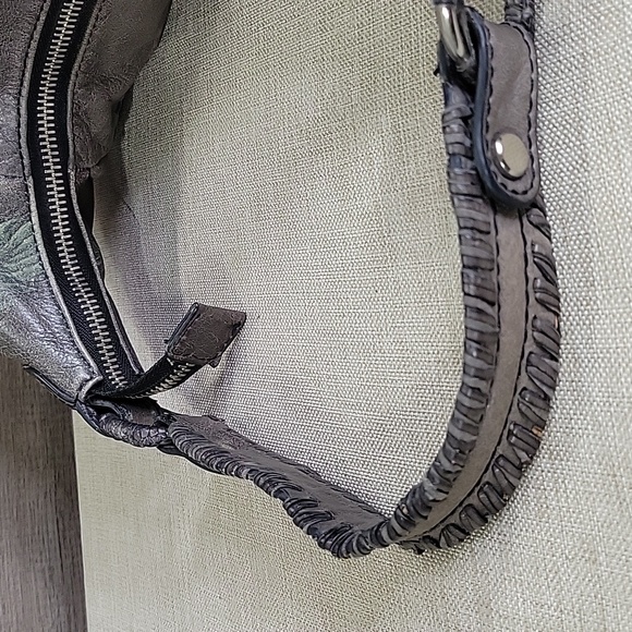 Lockheart Gray Leather Rose Shoulder Bag Hobo Handbag Tore Satchel - Picture 5 of 16